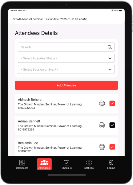 Attendance list